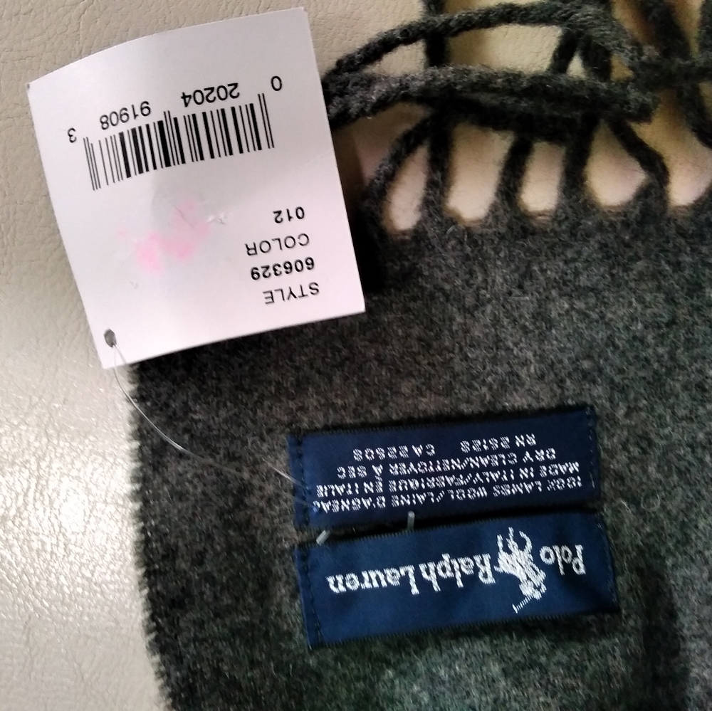 Brand New Polo Ralph Lauren Wool Scarf Unisex Grey O/S - Picture 4 of 4